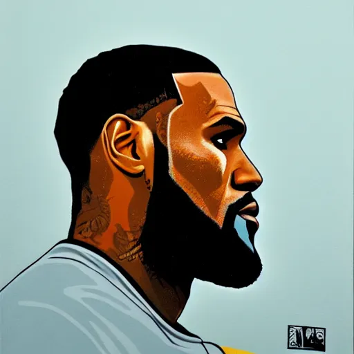 Image similar to Sideview Portrait of Lebron James Shepard Fairey