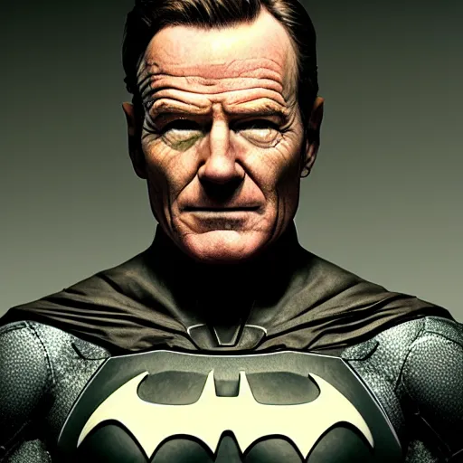 Image similar to Bryan Cranston as Batman, cinematic lighting, HD, photorealistic