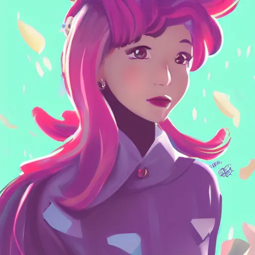 Image similar to female character inspired by 9 0's fashion and by madeline from celeste, art by rossdraws