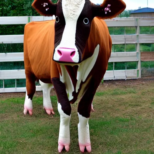 Image similar to nice cage in a cow suit, digital photography,