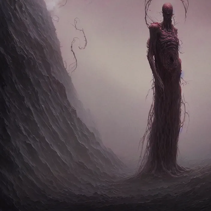 Image similar to 4k eldritch horror monster, art by greg rutkowski, art by zdzisław Beksiński