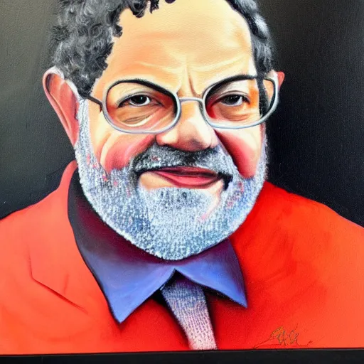 Image similar to portrait en buste of Luis inacio Lula da Silva, painting art