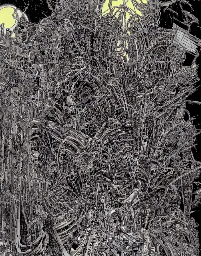Prompt: hyper detailed industraial & utility by philippe druillet