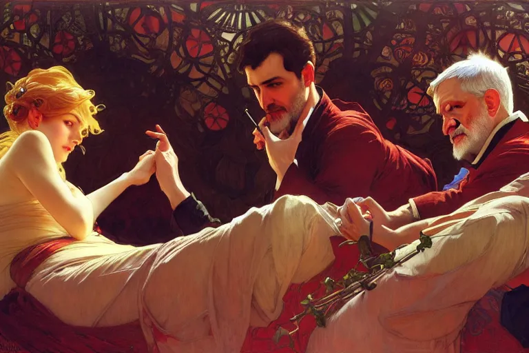 Image similar to jeremy corbyn, nier autoamata, highly detailed painting by ilya kuvshinov, alphonse mucha, gaston bussiere, craig mullins, j. c. leyendecker 8 k