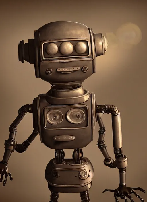 Image similar to highly detailed closeup, portrait of a 1 9 2 0 s retro toy robot, unreal engine, nicoletta ceccoli, mark ryden, earl norem, lostfish, global illumination, detailed and intricate environment