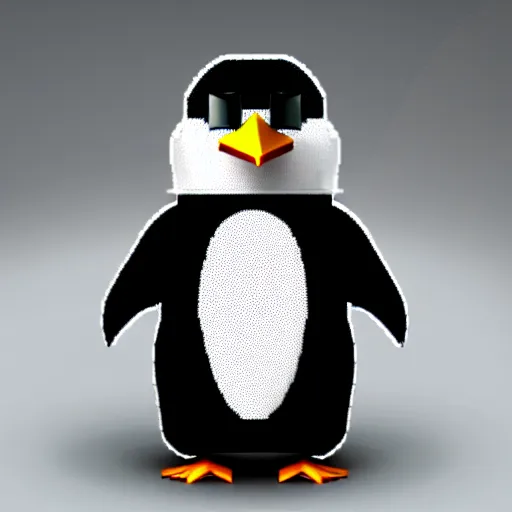 Prompt: Anthropomorphic cybertronic penguin
