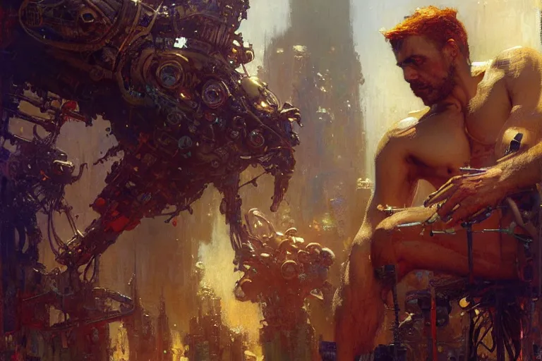 Image similar to biopunk, painting by gaston bussiere, craig mullins, j. c. leyendecker, tom of finland