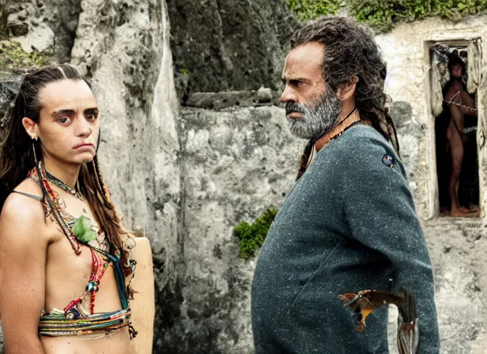 Image similar to a guanche in Anaga in yorgos lanthimos style