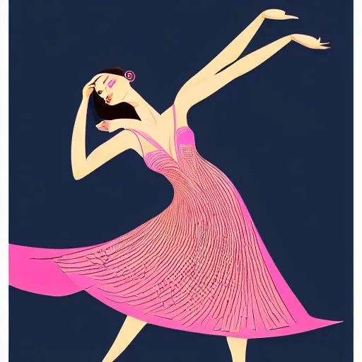 Image similar to a vector illustration of a beautiful woman dancing by laurel d austin, complex shading, highly detailed, adobe illustrator, digital art, trending on artstation