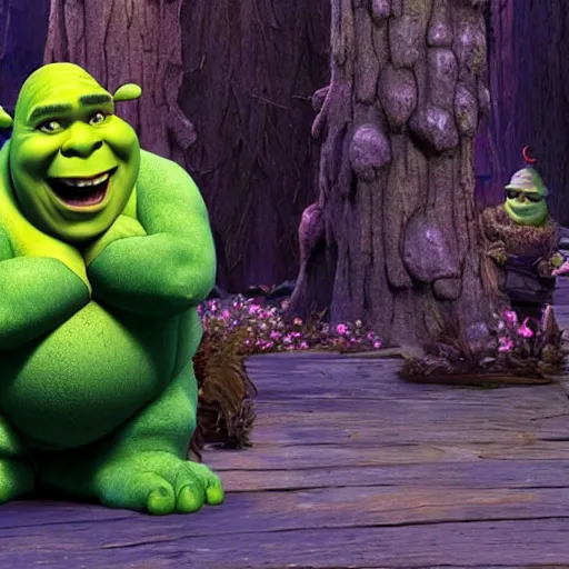 shrek looking at his phone in his swamp | Stable Diffusion | OpenArt