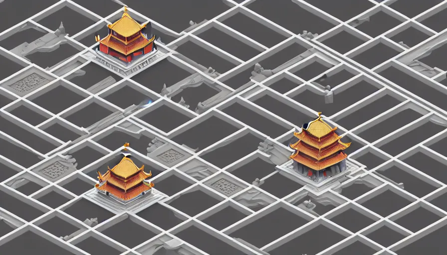 Prompt: a low poly isometric render of the forbidden city in the style of monument valley, with kerala motifs, intricate, elegant, smooth shading, soft lighting, illustration, simple, solid shapes, concept art, by magali villeneuve, jeremy lipkin and michael garmash, rob rey and kentaro miura style, octane render