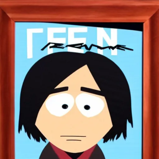 Image similar to a frame of Keanu Reeves in South Park