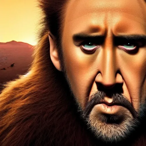 Image similar to Nicolas cage in lion king live action