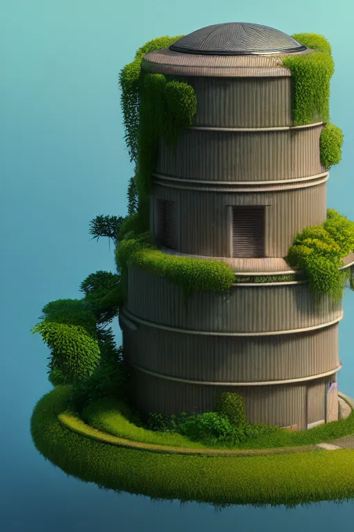 Image similar to cylindrical house, solarpunk, studio ghibli, jean - baptiste monge, octane render, 4 k