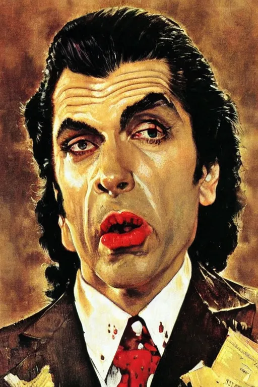 Prompt: Vincent Vega from Pulp Fiction painted by Norman Rockwell