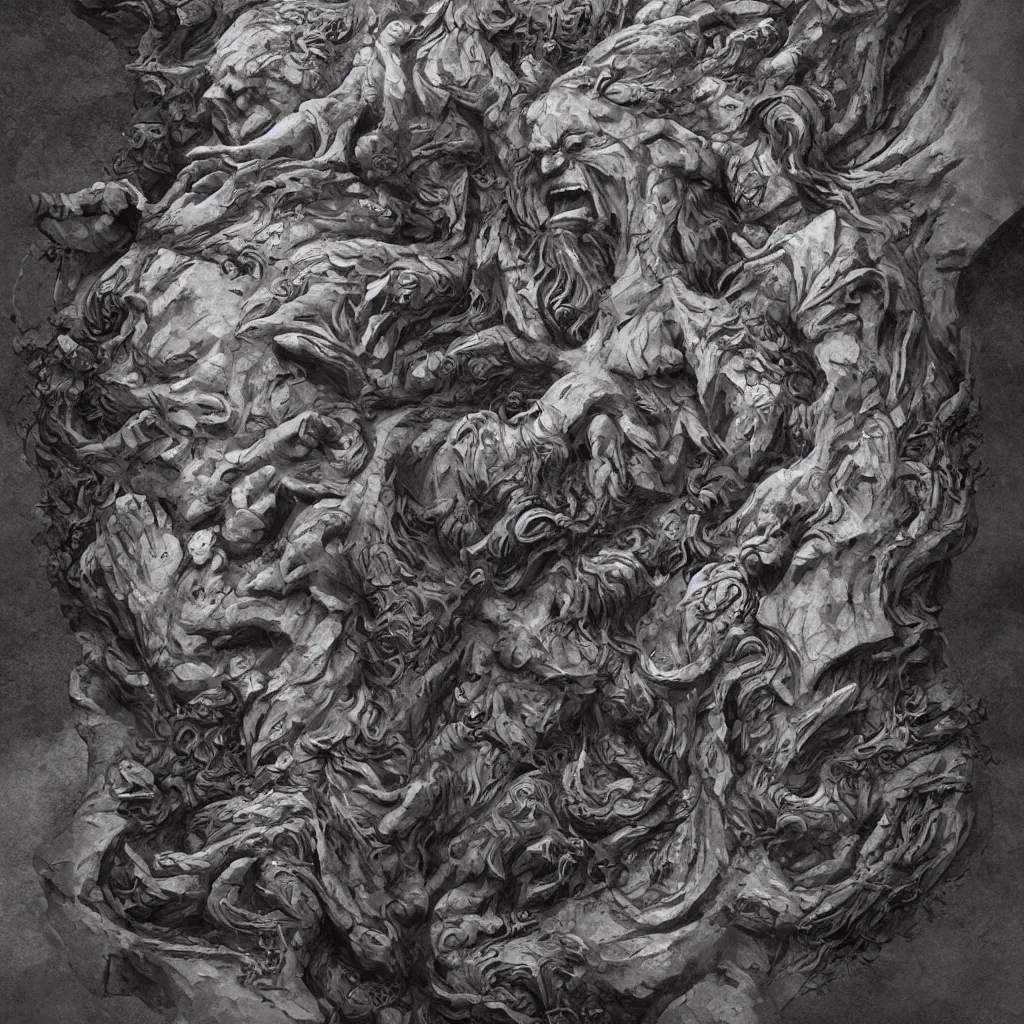 Image similar to a stonemason carving, fantasy concept art, cinematic framing, cinematic lighting, movie poster art, digital art, intricately detailed, blockbuster movie art