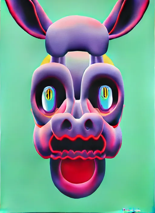 Prompt: zombie donkey by shusei nagaoka, kaws, david rudnick, airbrush on canvas, pastell colours, cell shaded, 8 k