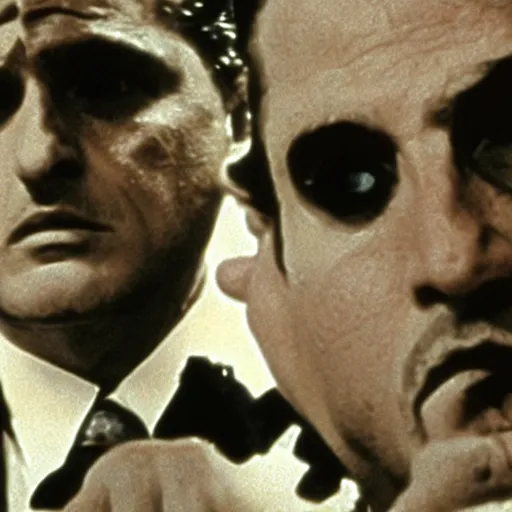 Image similar to frog heads in a film still from the godfather, cinematic