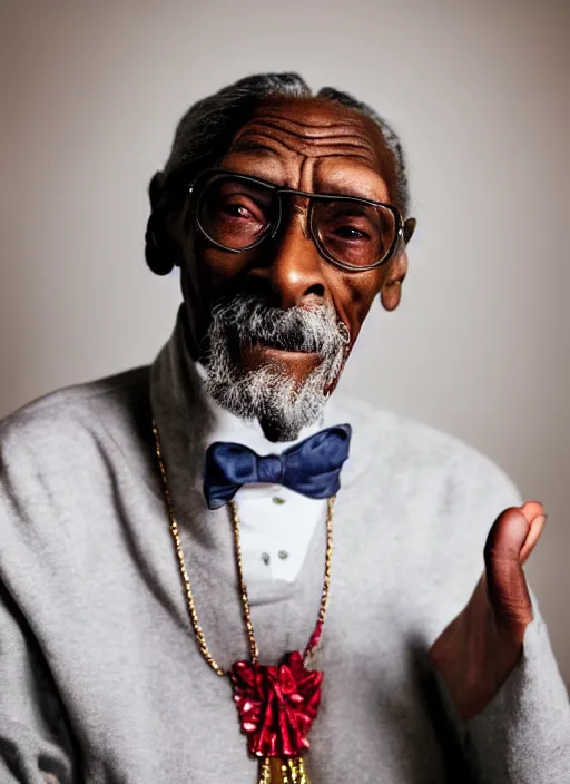 Image similar to DSLR photo portrait still of 85 year old age 85 Snoop Dogg at age 85!!!, 85mm f1.8