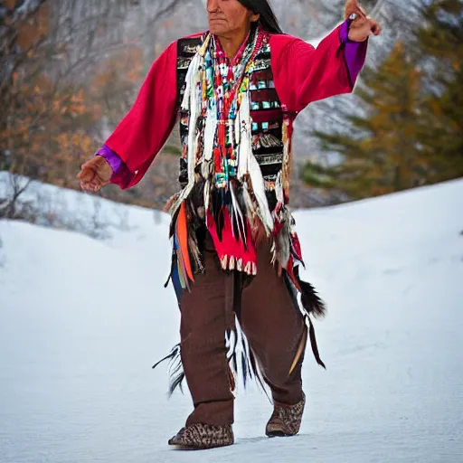 Prompt: native american indigenous man wearin traditional clothing, in a walk cycle on a white studio baclground