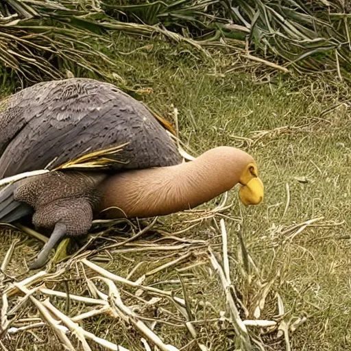 Image similar to a dodo with golden feathers, discovery channel footage