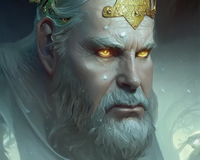 Image similar to old king, deep focus, d & d, fantasy, intricate, elegant, highly detailed, digital painting, artstation, concept art, matte, sharp focus, illustration, hearthstone, art by artgerm and greg rutkowski and alphonse mucha