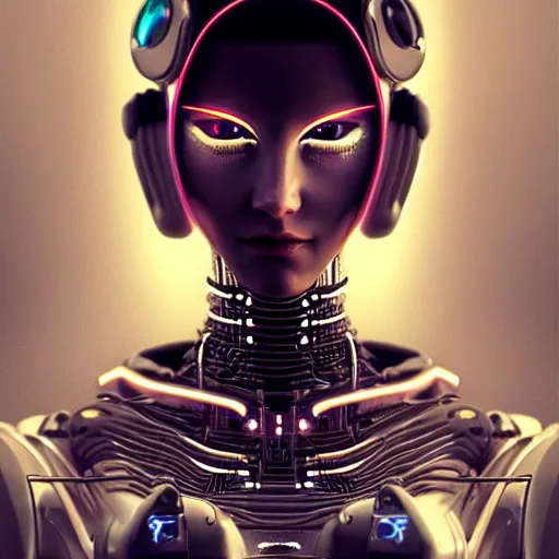 Image similar to Perfectly-Centered Portrait of a Robotic Cyberpunk Female Humanoid-Cat, intricate, elegant, super highly detailed, professional digital painting, artstation, concept art, smooth, sharp focus, no blur, no dof, extreme illustration, Unreal Engine 5, Photorealism, HD quality, 8k resolution, cinema 4d, 3D, beautiful, cinematic, art by artgerm and greg rutkowski and alphonse mucha and loish and WLOP