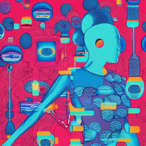 Image similar to pharmaceutical drugs by tristan eaton, beeple and james jean, chiho aoshima color scheme