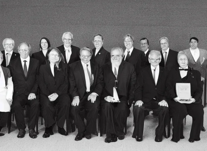 Image similar to Photo of the O5 Council, black and white photograph, archived files, award winning photography, 4KHD