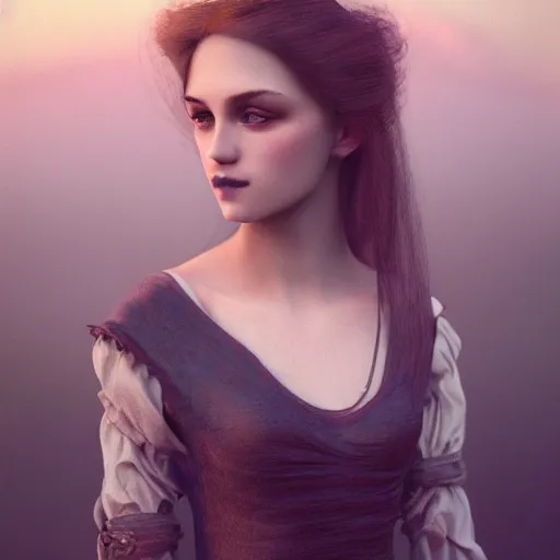 Image similar to photographic portrait of a stunningly beautiful gothic female in soft dreamy light at sunset, by edward robert hughes, annie leibovitz and steve mccurry, david lazar, jimmy nelsson, breathtaking, 8 k resolution, extremely detailed, beautiful, establishing shot, artistic, hyperrealistic, beautiful face, octane render