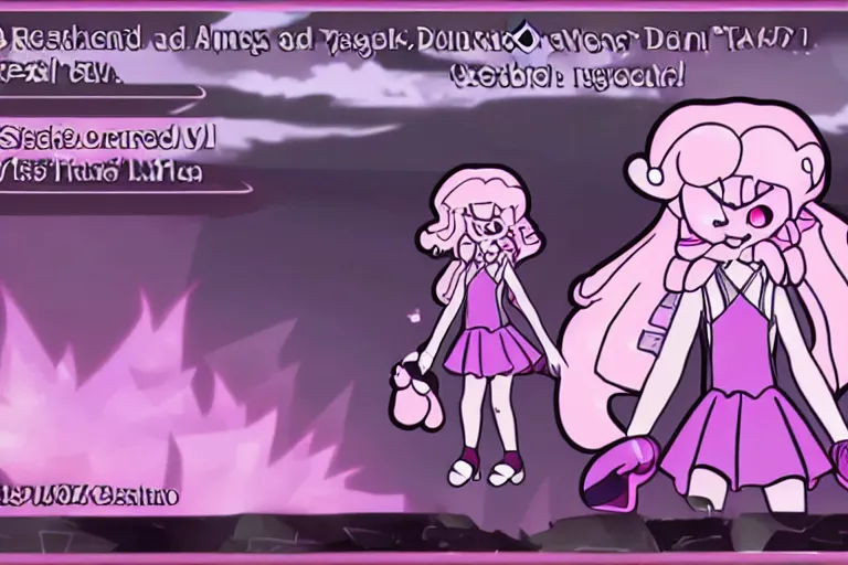 Prompt: rose quartz from steven universe is the blackened, danganronpa trial screenshot, from a video sequence, intense lighting