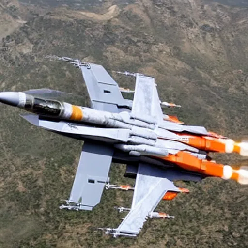 Image similar to x - wing merged with an f - 1 6