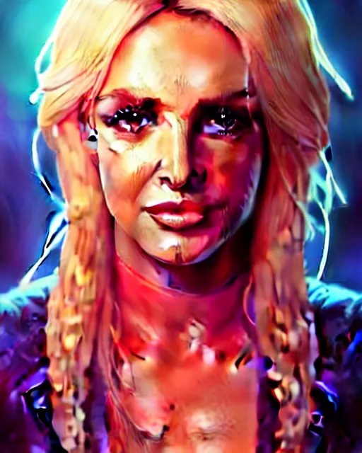 Image similar to highly detailed portrait of britney spears in nes, stephen bliss, unreal engine, greg rutkowski, loish, rhads, beeple, makoto shinkai and lois van baarle, ilya kuvshinov, rossdraws, tom bagshaw, alphonse mucha, global illumination, god rays, detailed and intricate environment