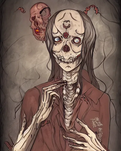 Image similar to an undead spiral necromancer in the style of studio ghibli in the style of junji ito trending on artstation deviantart pinterest furaffinity detailed realistic hd 8 k high resolution