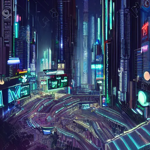 Prompt: a hyperrealistic cyberpunk city at night, extreme wide shot