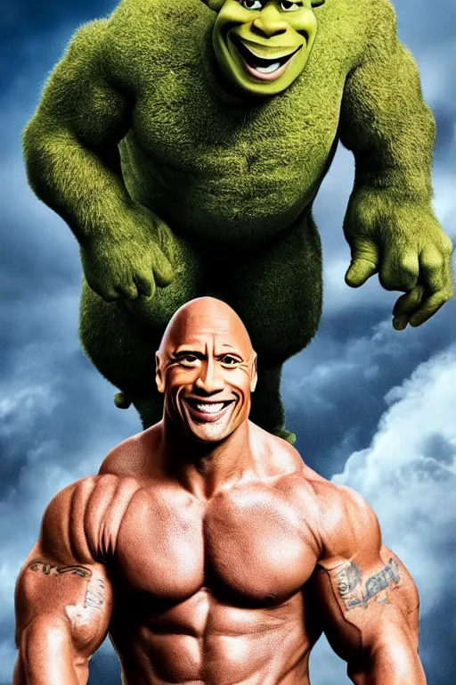 Image similar to Dwayne The Rock Johnson as Shreck