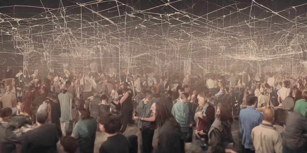 Image similar to illustrative image of man gets mind blown, networking, detailed illustration, octane render