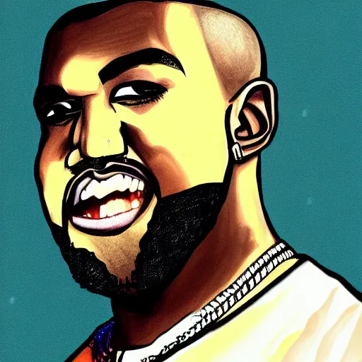 Image similar to kanye west drawn in the style of demon slayer