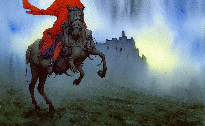 Image similar to a hyperrealist watercolour character concept art portrait of a giant grey brick floating in the air. it is a misty night on the moors of ireland. by rebecca guay, michael kaluta, charles vess and jean moebius giraud