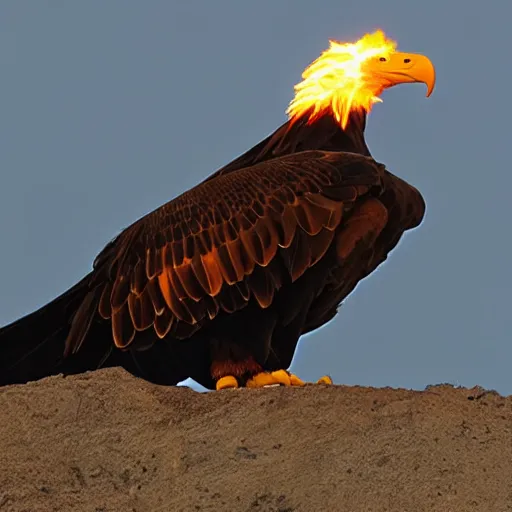 Image similar to flaming eagle in the darkness