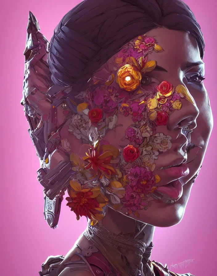 Image similar to symmetry!! portrait of floral! borderlands 3 psycho, intricate, elegant, highly detailed, digital painting, artstation, concept art, smooth, sharp focus, illustration, art by artgerm and greg rutkowski, 8 k