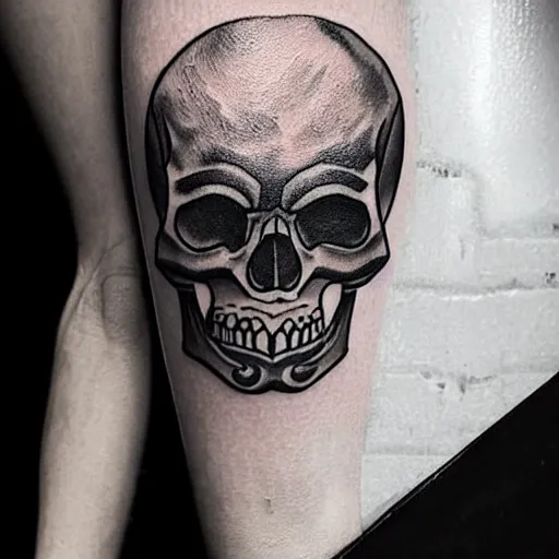 Image similar to tattoo design, stencil, tattoo stencil, traditional, a world famous tattoo of a geometric skull