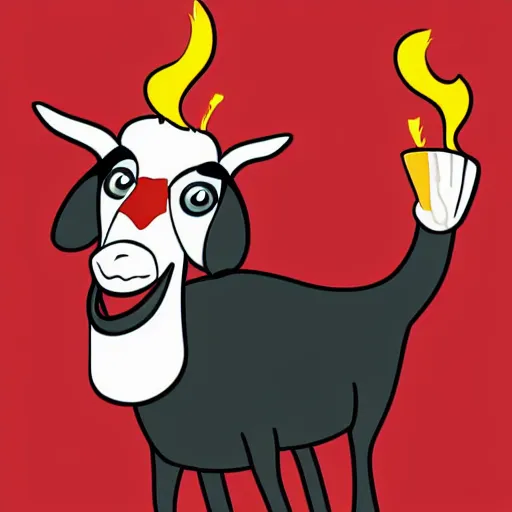 Prompt: a vector illustration of a smoking goat in lowbrow art style