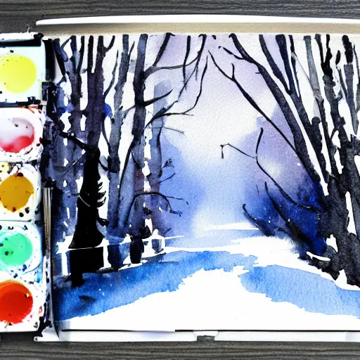 Prompt: winter watercolor illustration style