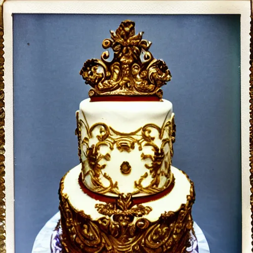 Prompt: Baroque Cake polaroid picture