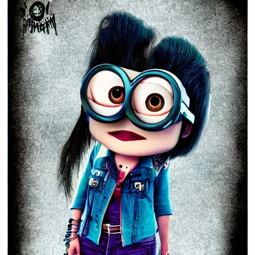 Prompt: Grimes as a minion, hyper realistic, very detailed