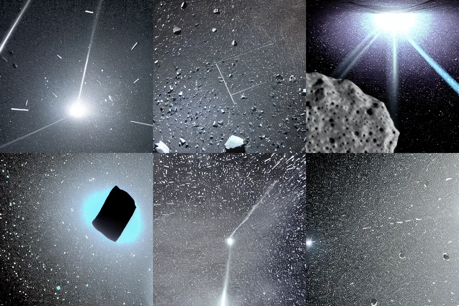 Prompt: a shower asteroids from outer space