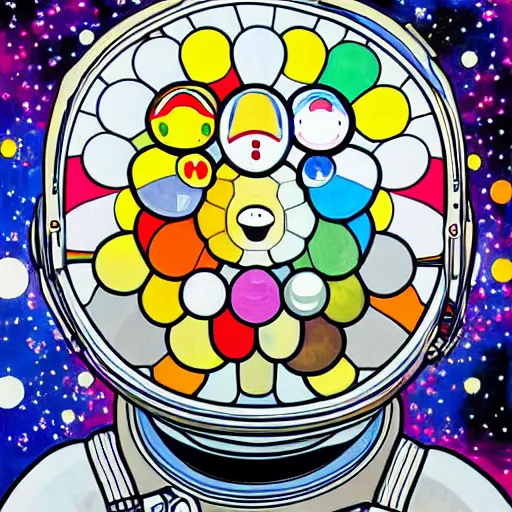 Image similar to astronaut painting by takashi murakami