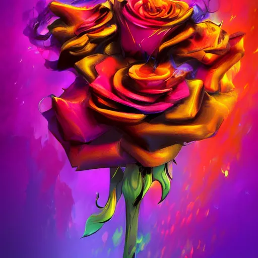 Image similar to Roses made of colorful smoke, digital art, stylized, award winning, artstation,