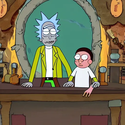 Image similar to Rick and morty on the game of thrones